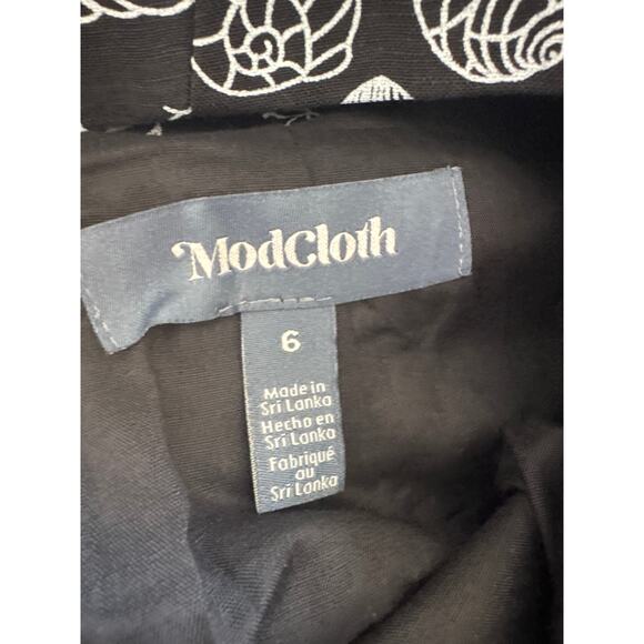 Modcloth Seashore Spectacular Linen Midi Dress Cutout Black Seashell Sz 6 NWT - Picture 8 of 11